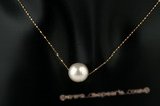 thpd015 Designer Style 10-11mm white south sea pearl& 14K gold chain necklace