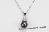 Thpd091 Fashion Semi-baroque Black Tahitian Pearl Pendant,11-12mm, A quality