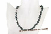 Thpn003 Gorgeous 9-10mm Dark Black Tahiti Pearl Princess Necklace in A+ Grade