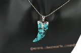 Tpd010 20*50mm turquoise silver tone pendant in Capsicum design