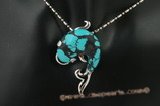 Tpd012 25*40mm dolphin shape turquoise pendant in silver plated