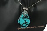 Tpd014 38*60mm large oval shape truquoise pendant necklace on sale
