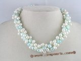 tpn010 Three twisted strands 6-7mm side drilled pearls necklace
