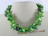 tpn055 three twisted strands 7*12mm bottle green blister pearl necklace with crystal