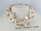 tpn062 twisted side-dirlled pearl and shell beads necklace wholesale