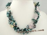tpn063 green blister pearl twisted necklace with amethyst beads