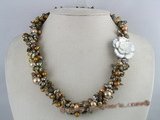 tpn072 wholesale coffee blister& shell pearl twisted necklace