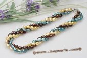 Tpn119 New style colorful 8-9mm nugget pearl twisted necklace in discount price