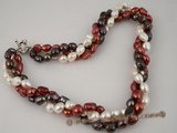 Tpn120 Clearance price wholesale mixcolor 8-9mm nugget pearl twisted necklace