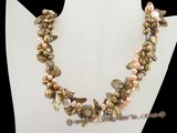 tpn137 Triple strands twisted colorful freshwater pearl  necklace in wholesale