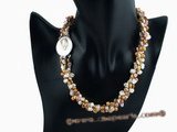 tpn138 Elegant colorful Freshwater keshi Pearl twisted Necklace