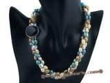 tpn140 Fashion Dyed color Freshwater nugget Pearl twisted Necklace
