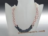 tpn146 Fashion Mix-color Freshwater rice Pearl twisted Necklace