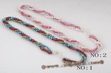 tpn149 Colorful 4-5mm nugget seed pearl twisted necklace in wholesale