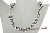 tpn150 Stylish Black and white keshi pearl spring costume necklace