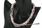 tpn158 Elegance Purple freshwater biwa pearl twisted necklace