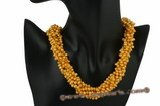 tpn166 Six Rows gold side drilled seed pearl Torsade choker necklace