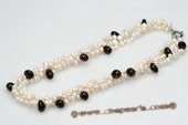 tpn175 Designer Side Drilled Pearl and Smoking Quartz Twisted Necklace