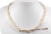 tpn181 Fashion Two Rows 4-5mm Freshwater Potato Pearl Twisted Necklace