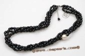 tpn182 Fashion Four Rows 5-6mm Freshwater Rice Pearl Twisted Necklace