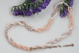 tpn193 Fashion mix color Freshwater potato Pearl twisted Necklace