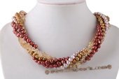 Tpn202 Newest Five Rows Colorful Cultured Pearl Twisted Necklace