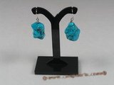 tqe004 Sterling 15*19mm blue nugget turquoise beads dangling Earring