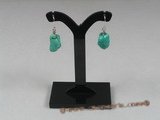 tqe006 Sterling 10*15mm green nugget turquoise beads dangling Earring