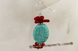 tqe012 Turquoise Jewelry and Coral Gem Stone Dangle Earrings
