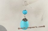 tqe014 Blue Turquoise dangle Earring with 925silver hook
