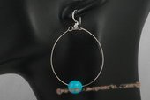 Tqe015 10mm round turquoise oval dangle earring with 925silver hook