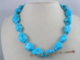 tqn004 blue irregular shape turquoise necklace