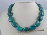 tqn007 20*15mm blue oval shape nature turquoise necklace