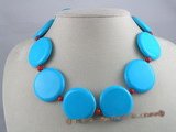 tqn010 35mm bule coin shape turquouise necklace wholesale