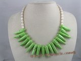 tqn013 green capsicum shape bule turquoise beads necklace