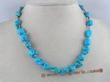 tqn018 10*15mm bule turquoise nugget necklace