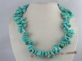 tqn026 irregular side-drilled green turquoise necklace in wholesale