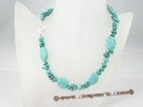 tqn040 Blue turquoise beads single necklace in whoelsale
