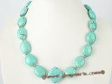 tqn041 18*20mm oval turquoise beads single necklace in whoelsale