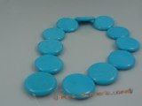 tqs002 35mm bule coin shape turquoise strand wholesale, 16"