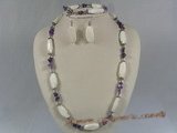 tqset016 white irregular turquoise and Amethyst beads neckalce bracelet set