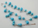 tqset021 Handcrafted Oval drop turquoise and faceted crystal Necklace &earring set