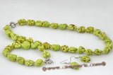 tqset023 Charming green irregular turquoise necklace& bracelet jewerly set