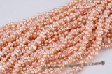 twin005 6*10mm mid-drilled peanut/twin pearl strand in pink color