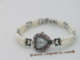 wbr100 Handmade white potato pearl stretchy watch bracelet
