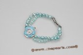 wbr104 Blue nugget pearl stretchy Steel watch bracelet