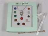 WG001 five sets wish gems gift sets with sterling silver chain&pendnat cage