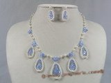 wn004 charming white seed pearl& crystal beads bridale jewelry set