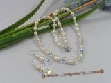 wn020 Handcrafted Austria crystal with rice-shape pearls Birdal necklace Set