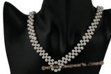 Wn045 Handcrafted V style potato pearl Bridal costume necklace